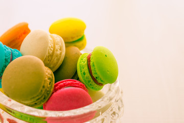 Colorful france macarons in glass cup - Retro tone