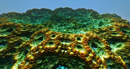 Moon surface or alien planet with craters 3d rendering