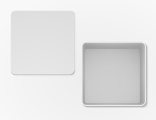 White open empty box top view.