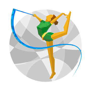 Rhythmic Gymnastics with ribbon with abstract patterns
