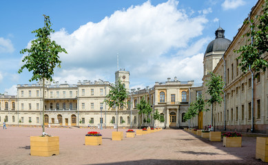 Fragment of the old facade of the Gatchina Palace