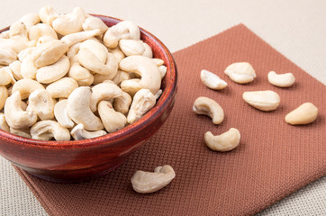 Raw cashew nuts for vegetarian food closeup