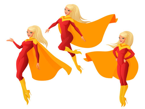 Superhero Female Stock Illustration - Download Image Now - Superhero, Cape  - Garment, Yellow - iStock