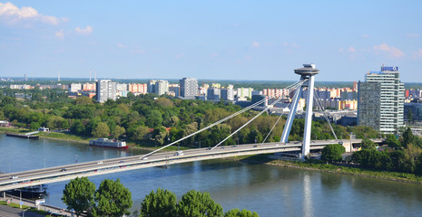 Novy Most Bridge across the Danube River in Bratislava, Slovakia. © Arevik