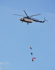 BRATISLAVA, SLOVAKIA - JULY 24, 2016: Helicopters of government flying service in Bratislava.