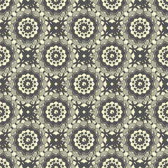 Seamless hand drawn mandala pattern. Vintage elements in oriental style with grunge effect. Can be used as fabric, paper and page fill. Islam, arabic, indian, turkish,ottoman, asian motifs. Vector.