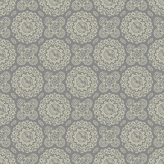 Seamless hand drawn mandala pattern. Vintage elements in oriental style with grunge effect. Can be used as fabric, paper and page fill. Islam, arabic, indian, turkish,ottoman, asian motifs. Vector.