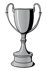 Silver Winners Trophy Cup. Hand drawn vector illustration with black contours