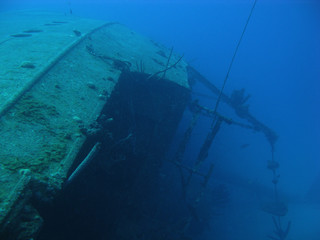 Naklejka premium Wreck Hilma Hooker in Caribbean sea, Bonaire.