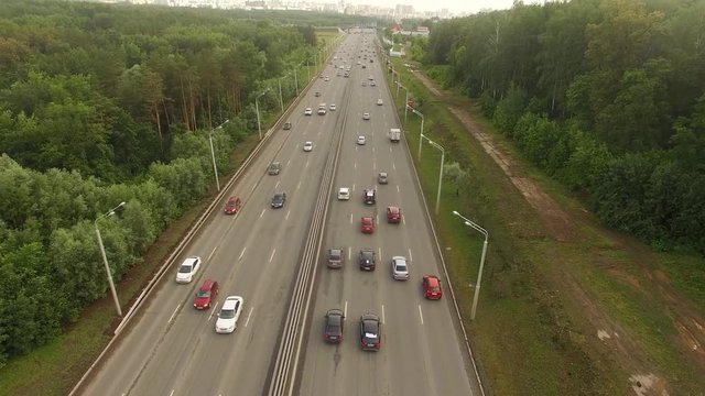 Aerial View of Prospect of Salavat Yulaev 20 August 2016, Ufa, Bashkiria