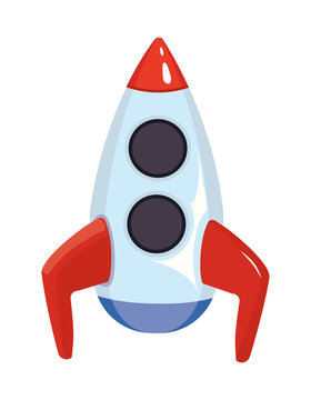 Vector cartoon illustration of space rocket ship