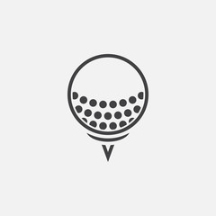 Golf ball on tee line icon, outline vector logo illustration, linear pictogram isolated on white