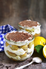 Lemon tiramisu - traditional italian dessert.