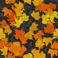 Naklejka na ściany i meble Autumn leaves or marble seamless generated texture background
