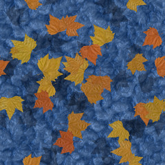 Naklejka na ściany i meble Autumn leaves on water seamless generated texture background