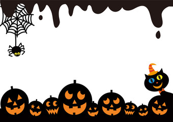 ハロウィン　フレーム　白背景　ポストカード