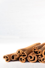 Cinnamon close up isolated on a white background