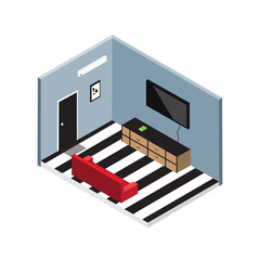 Isometric living room vector design.