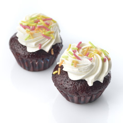 Chocolate Cupcakes On White Background