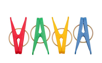 Different colors clothespins