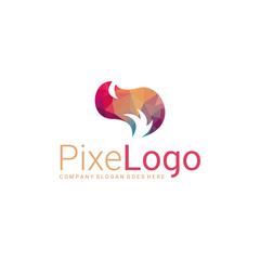 Polygonal fire logo. Fire icon. Abstract elegant business icon.