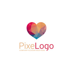 Polygonal heart logo. Heart icon. Abstract elegant business icon.