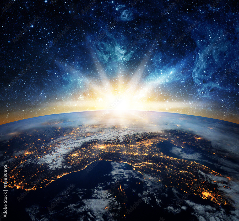 Canvas Prints earth and galaxy. elements of this image furnished by nasa.