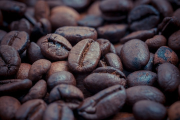 Coffee Beans with filter effect retro vintage style