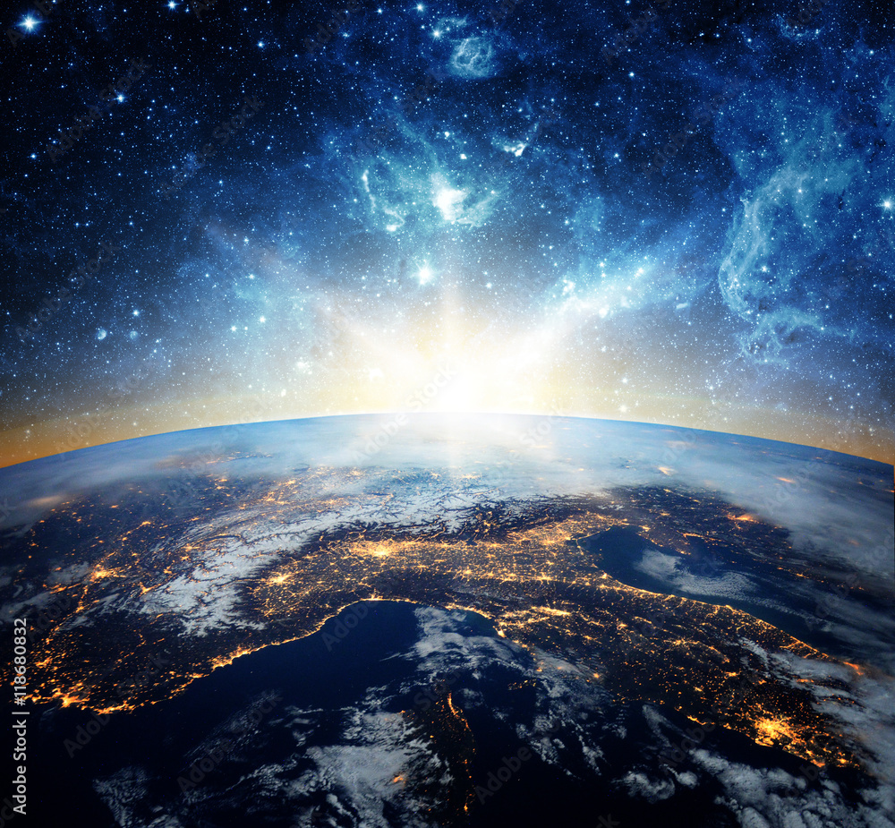 Wall mural earth and galaxy. elements of this image furnished by nasa.