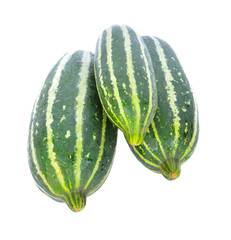 Cantaloupe melon (Cucumis melon) young on white background.