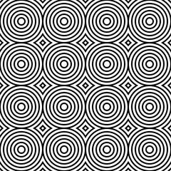 Vector seamless texture. Modern abstract background. Monochrome pattern with concentric circles.