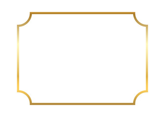 Gold frame. Beautiful simple golden design. Vintage style decorative border, isolated on white background. Deco elegant art object. Empty copy space for decoration, photo, banner. Vector illustration. - 118681406