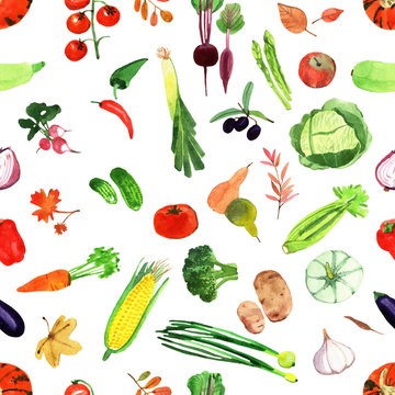 Set of watercolor vegetables.Template for your design.