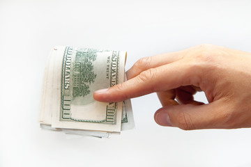 Hand holding money - United States dollars