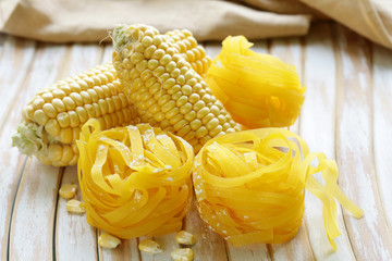 pasta (noodles) made of corn flour, healthy food © Olga Kriger