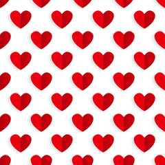 Valentine's background. Paper red hearts. Vector