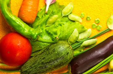stilllife - different vegetables on yellow Board