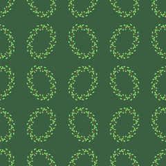 Summer Green Leaves Isolated on Green Background. Seamless Leaves Pattern