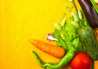 stilllife - different vegetables on yellow Board