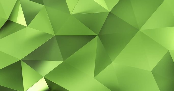 3d green abstract geometric polygon surface motion background loop 4k