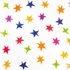 top view of various stars carved from color paper