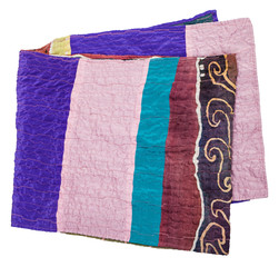 scarf stitched from pieces of clenched silk fabric