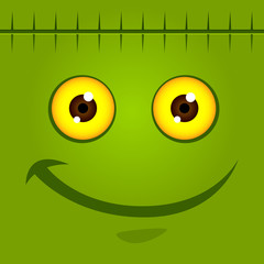 Green Face Monster Halloween Background