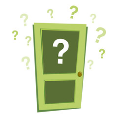 Mystery Door With Question Marks Vector
