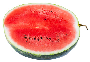 half of ripe watermelon isolated on white