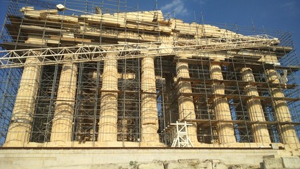 Chantier de rénovation de l'acropole d'Athènes