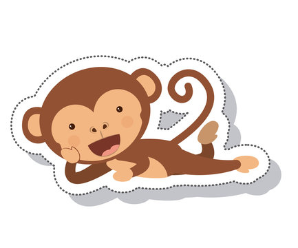 funny monkey isolated icon vector illustration design