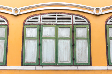 Vintage window on old public building