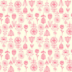 Abstract doodle floral pattern.