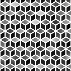 Vector Seamless Gradient Cube Shape Rhombus Grid Geometric Pattern